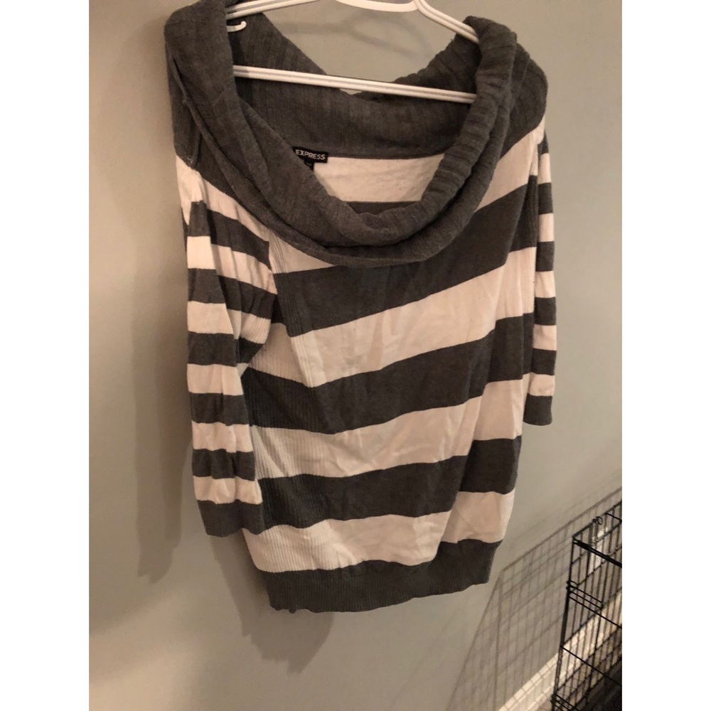 Express grey and white stripped sweater